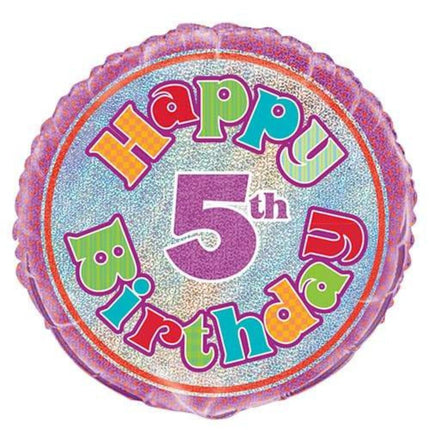 18" Happy 5th Birthday foil balloon