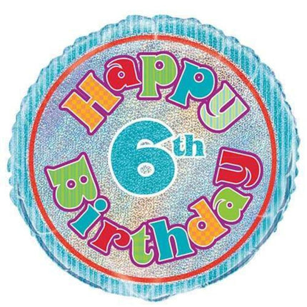 18" Happy 6th Birthday foil balloon