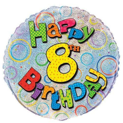 18" Happy 8th Birthday foil balloon