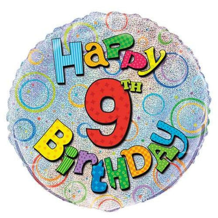 18" Happy 9th Birthday foil balloon