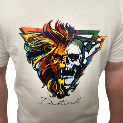White Lion & Skull Print Designer T-Shirt 