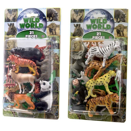 Wild World 21pcs Animal Toy Figure Set By HTI Toys