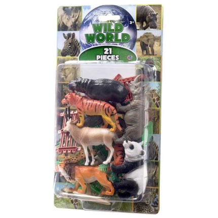 Wild World 21pcs Animal Toy Figure Set