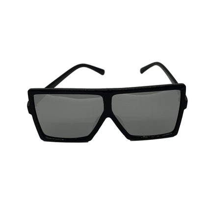 Square Over Sized Sunglasses Black With Mirrored Lenses