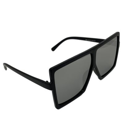 Over Sized Square Sunglasses Black With Mirrored Lenses 