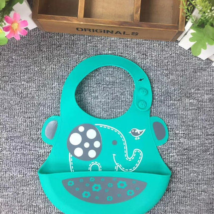 Green Silicone Waterproof Weaning Bibs For Babies 6 Month To 3 Years
