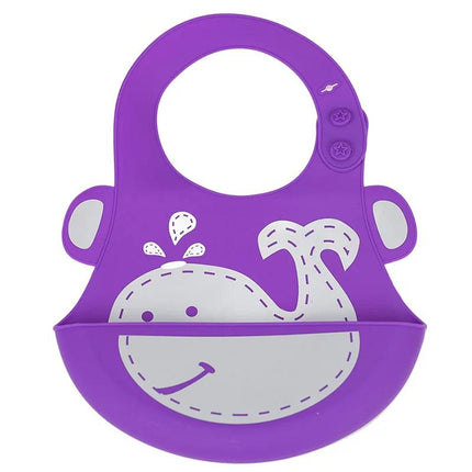 Purple Silicone Waterproof Weaning Bibs For Babies 6 Month To 3 Years